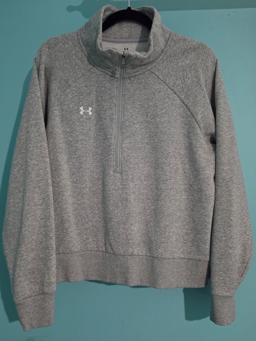 Under Armour Women's Rival Fleece Half Zip Top Gray Light Heather Sz M EUC $55 - Picture 9 of 16